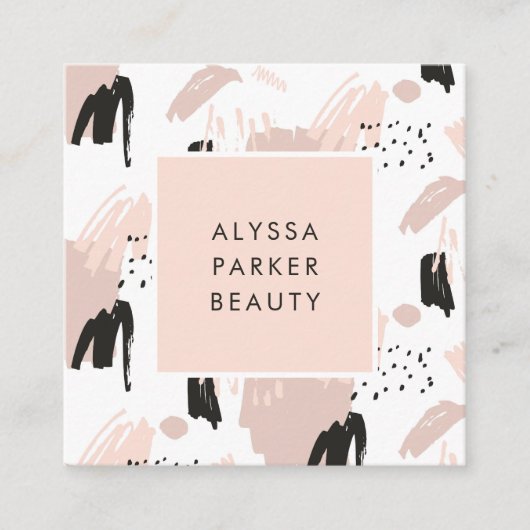 赤面の走り書き|のトレンディーおよび上品 スクエア名刺 (正面)