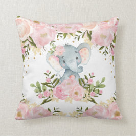 赤面の金ゴールドの花のモノグラムのカスタムな写真の子供部屋 クッション