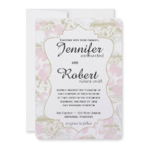 赤面の金ゴールドの花の金属結婚式招待状