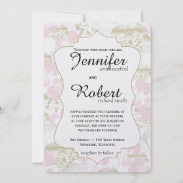 赤面の金ゴールドの花の金属結婚式招待状 招待状