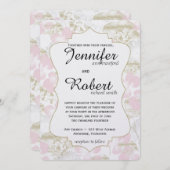 赤面の金ゴールドの花の金属結婚式招待状 招待状 (正面/裏面)