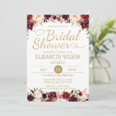 赤面の金ゴールドの花柄はブライダルシャワーRSVPをカスタマイズ 招待状 (スタンド正面)