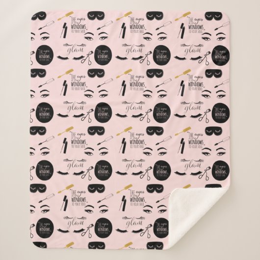 赤面の魅力的なピンクの黒い金ゴールドのまつげ シェルパブランケット (正面)