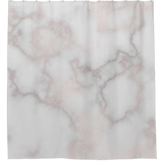 赤面はピンクのバラの金ゴールドの白い大理石パターンにある調子を与えます シャワーカーテン (正面)
