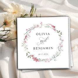 赤面ほこりっぽいバラピンク野草花結婚の花 スタンダードカクテルナプキン