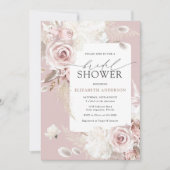 赤面ほこりっぽいバラフローラユニークブライダルシャワー 招待状 (正面)