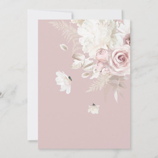 赤面ほこりっぽいバラフローラユニークブライダルシャワー 招待状 (裏面)