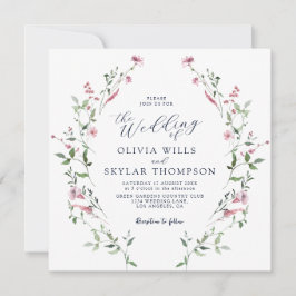 赤面ほこりっぽいバラワイルドフラワーズガーデン結婚ボホズ 招待状