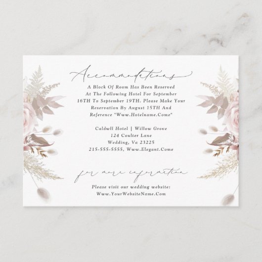 赤面ほこりっぽいバラ結婚フローラの宿泊施設 エンクロージャーカード (正面)