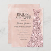 赤面ほこりっぽいバラ金ゴールドドレスバジェットブライダルシャワー (正面/裏面)