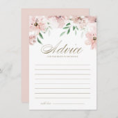 赤面ほこりっぽいピンクの水の色の花ブライダルシャワー アドバイスカード (正面/裏面)