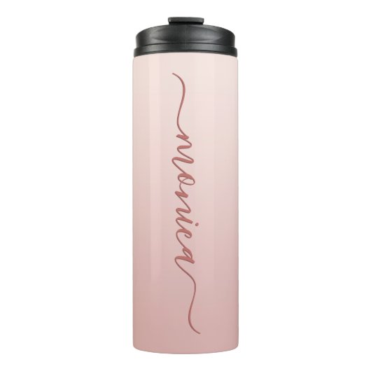 赤面ほこりっぽいピンクグラデーションのエレガント署名 タンブラー (正面)