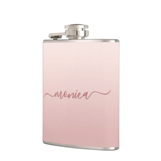 赤面ほこりっぽいピンクグラデーションのエレガント署名 フラスク (左)