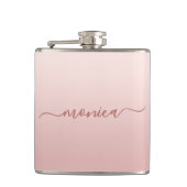 赤面ほこりっぽいピンクグラデーションのエレガント署名 フラスク (正面)