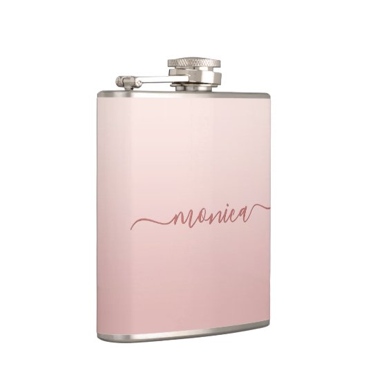 赤面ほこりっぽいピンクグラデーションのエレガント署名 フラスク (右)