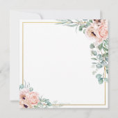 赤面ほこりっぽいピンクポピーフローラ緑結婚色 招待状 (裏面)