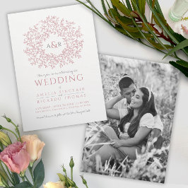 赤面ほこりっぽいピンク色の手で描かれた離れ写真の円 招待状