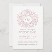 赤面ほこりっぽいピンク色の手で描かれた離れ写真の円 招待状 (正面)