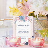 赤面ほこりっぽいブルーお祝いのライフフローラ 招待状