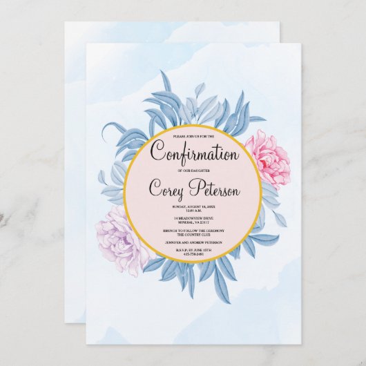 赤面ほこりっぽい青い水の色の多肉性確認 招待状 (正面/裏面)