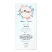 赤面ほこりっぽい青い水の色ほこりのバプテスマのメニュー ラックカード (正面)