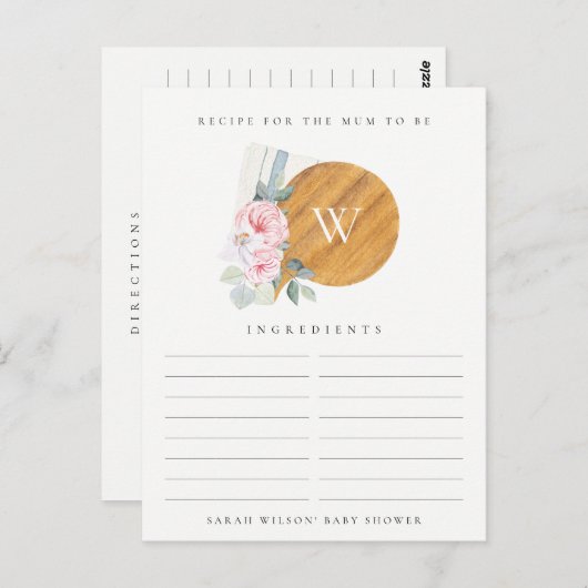 赤面まなボードレシピリクエスト赤ちゃんシャワー ポストカード (正面/裏面)