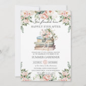 赤面アイボリーフローラヴィンテージブックブライダルシャワー 招待状 (正面)