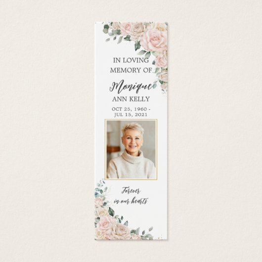 赤面アイボリーフローラ写真葬儀記念しおり (正面)