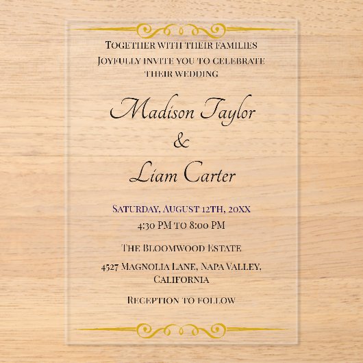 赤面アクリル結婚式招待状シンプル アクリル招待状 (正面)