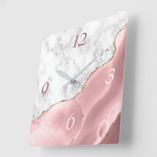 赤面アゲエレガントート金ゴールドグリッター大理石 スクエア壁時計 (傾斜)