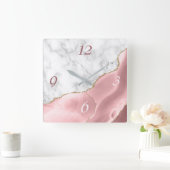 赤面アゲエレガントート金ゴールドグリッター大理石 スクエア壁時計 (ホーム)