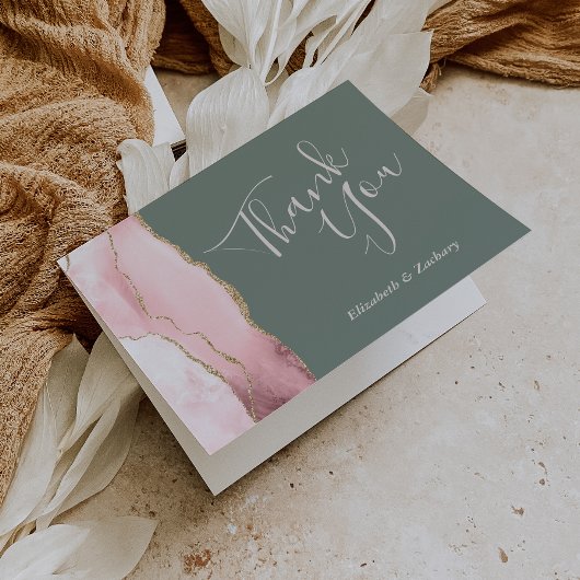 赤面アゲート金ゴールド深いセージ結婚グリーンありがとう カード