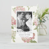 赤面アジサイ写真の結婚式を保存する日付カード サンキューカード (スタンド正面)