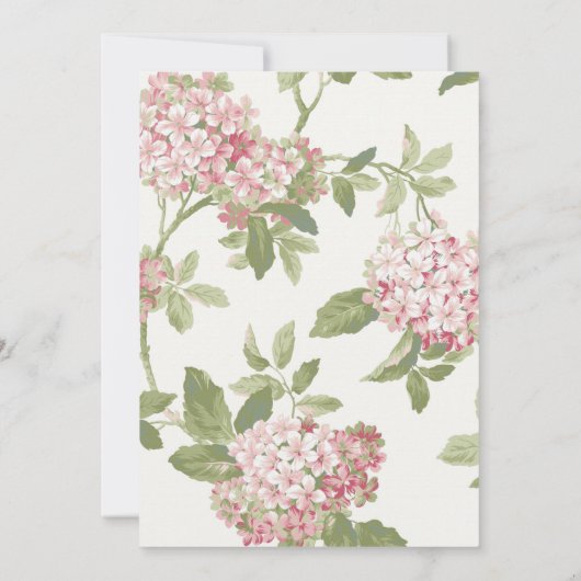 赤面アジサイ写真の結婚式を保存する日付カード サンキューカード (裏面)