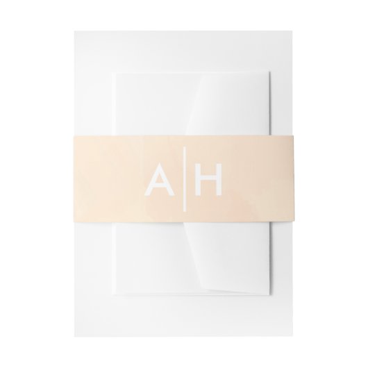 赤面アプリコット水彩結婚式招待状帯 招待状ベリーバンド (正面例)