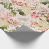 赤面アンティークレッドテバラオンピンクパターン ラッピングペーパー (角)