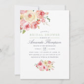 赤面アンドセージグリーンフローラブライダルシャワー 招待状 (正面)