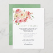 赤面アンドセージグリーンフローラ結婚ズゲスト詳細 エンクロージャーカード (正面/裏面)