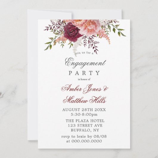 赤面アンドブルゴーニュプオーニー婚約パーティ 招待状 (正面)