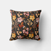 赤面イエローワイン秋秋のフローラ葉ズブラック クッション (裏面)
