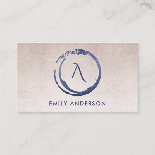 赤面インクブルーブラシマークサークルロゴモノグラム 名刺 (正面)