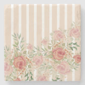 赤面ウォーターカラーガーデンバラハンド絵を描 ストーンコースター (正面)