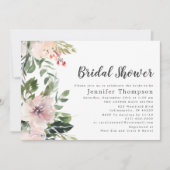 赤面ウォーターカラーフローラ&グリーンブライダルシャワー 招待状 (正面)