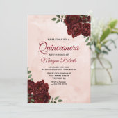 赤面ウォーターカラーブルガンディレッドローズキンセアニェラ 招待状 (スタンド正面)