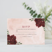 赤面ウォーターカラーブルガンディーレッドローズすべての行事 出欠カード (スタンド正面)