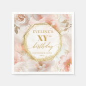 赤面ウォーターカラー80誕生日ナプキンスパーソナライズされた スタンダードカクテルナプキン (正面)