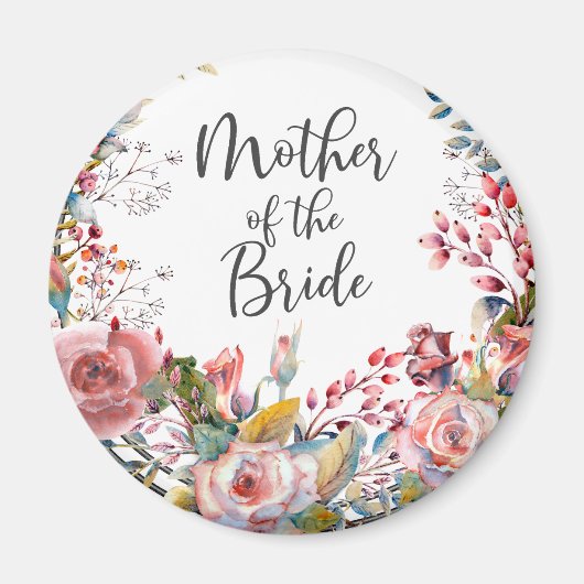 赤面ウォーターフローラマザーオブザブライドラウンド マグネット (正面)