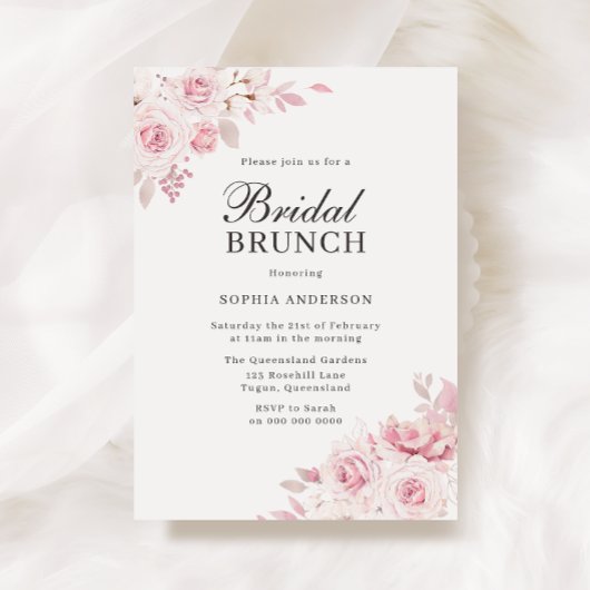 赤面ウオータカラーフローラブライダルシャワーブランチ 招待状