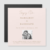 赤面エレガンスウェディングザデイトマグネットを保存 (正面/裏面)