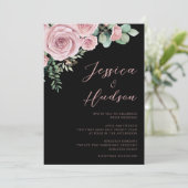赤面エレガンスシンプルボタニカル結婚ズ 招待状 (スタンド正面)